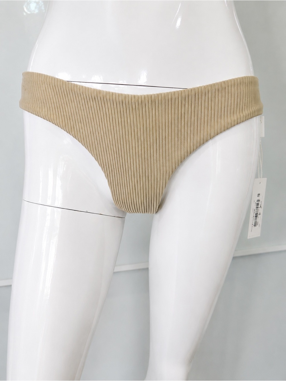 💦 FRANKIES BIKINIS NWT Hanalei Ribbed Latte Bikini Minimalist Bottom Sz Small